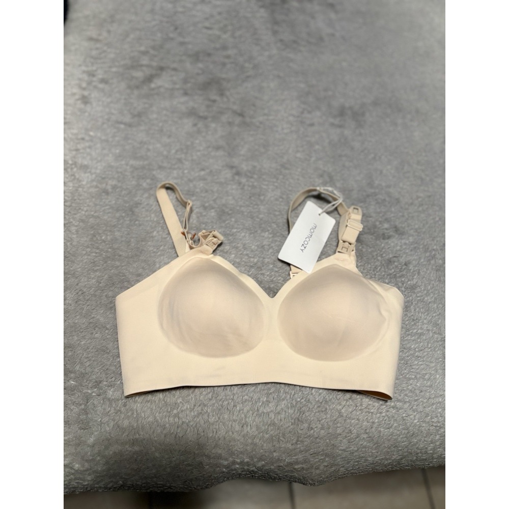 NWT Momcozy Seamless Nursing Bra Wireless Maternity Breastfeeding Beige Size S